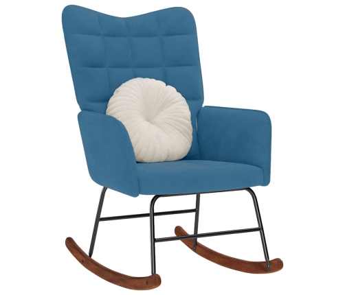 Silla mecedora de terciopelo azul