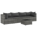 Set de muebles de jardín 5 pzas y cojines ratán sintético gris