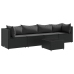 Set de muebles de jardín 5 pzas y cojines ratán sintético negro