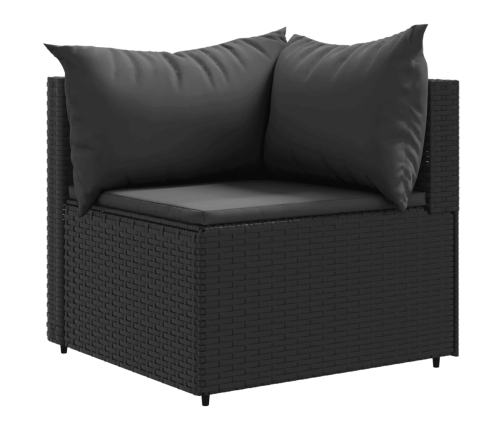 Set de muebles de jardín 5 pzas y cojines ratán sintético negro