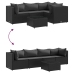 Set de muebles de jardín 5 pzas y cojines ratán sintético negro