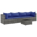 Set de muebles de jardín 5 pzas y cojines ratán sintético gris