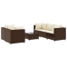 Set muebles de jardín 6 piezas y cojines ratán sintético marrón