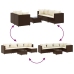 Set muebles de jardín 6 piezas y cojines ratán sintético marrón