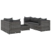 Set de muebles de jardín 6 pzas y cojines ratán sintético gris
