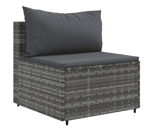 Set de muebles de jardín 6 pzas y cojines ratán sintético gris
