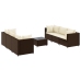Set muebles de jardín 7 piezas y cojines ratán sintético marrón