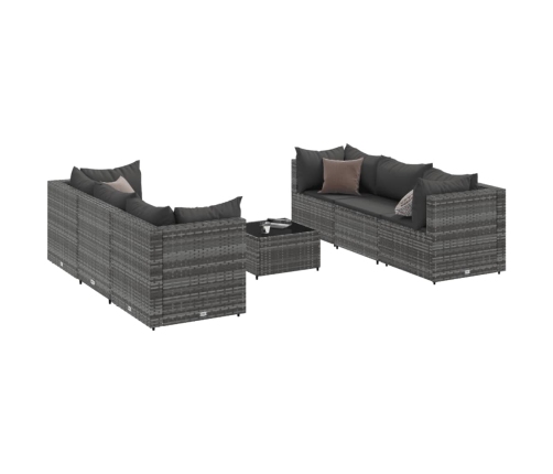 Set de muebles de jardín 7 pzas y cojines ratán sintético gris