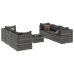 Set de muebles de jardín 7 pzas y cojines ratán sintético gris