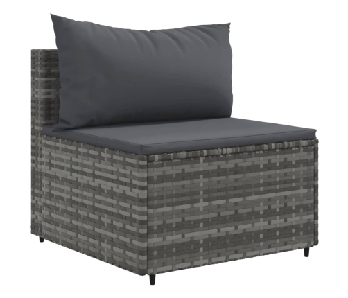 Set de muebles de jardín 7 pzas y cojines ratán sintético gris