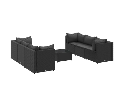 Set de muebles de jardín y cojines 7 pzas ratán sintético negro