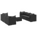 Set de muebles de jardín y cojines 7 pzas ratán sintético negro