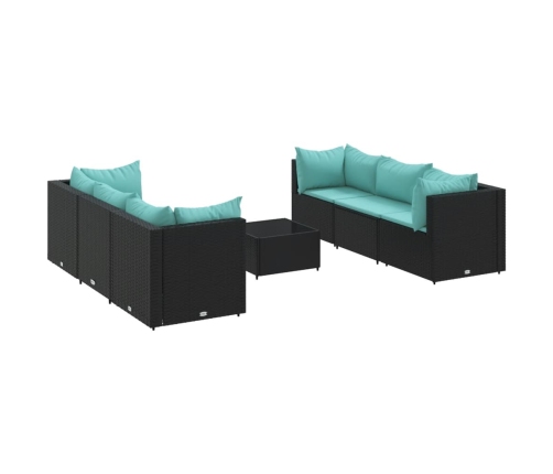 Set de muebles de jardín y cojines 7 pzas ratán sintético negro