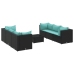 Set de muebles de jardín y cojines 7 pzas ratán sintético negro