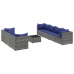Set de muebles de jardín 8 pzas y cojines ratán sintético gris