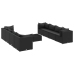 Set de muebles de jardín 9 pzas y cojines ratán sintético negro