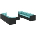 Set de muebles de jardín 9 pzas y cojines ratán sintético negro