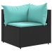 Set de muebles de jardín 9 pzas y cojines ratán sintético negro