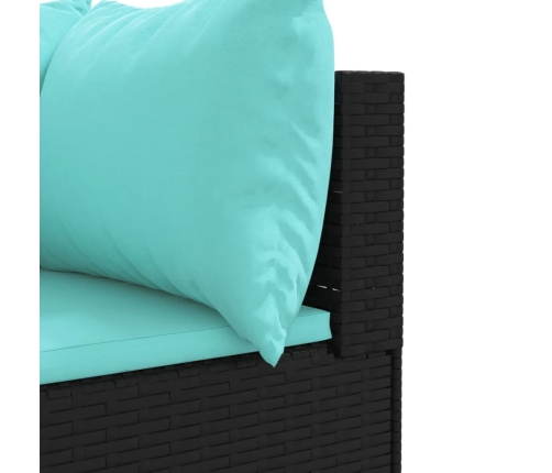 Set de muebles de jardín 9 pzas y cojines ratán sintético negro