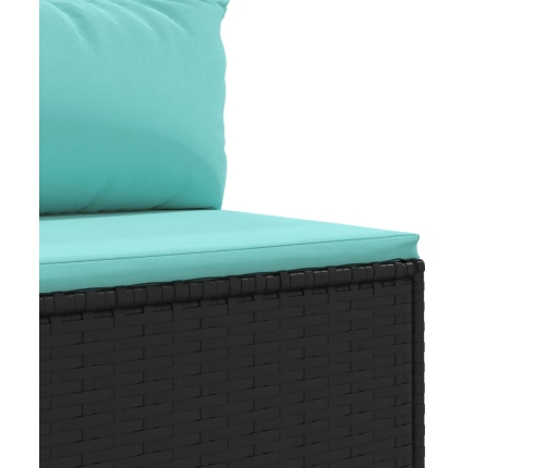 Set de muebles de jardín 9 pzas y cojines ratán sintético negro