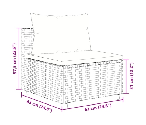 Set de muebles de jardín 9 pzas y cojines ratán sintético negro