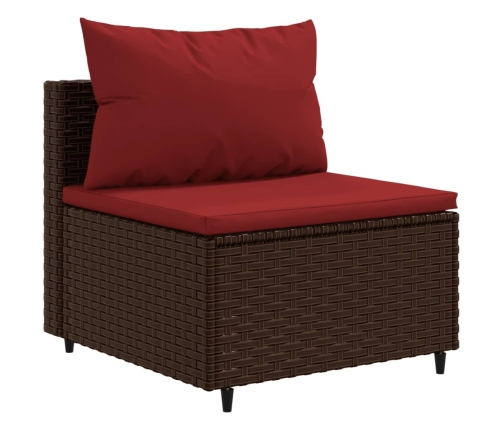 Set muebles de jardín 4 piezas y cojines ratán sintético marrón