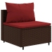 Set muebles de jardín 4 piezas y cojines ratán sintético marrón
