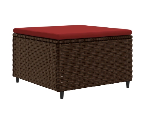 Set muebles de jardín 4 piezas y cojines ratán sintético marrón