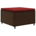 Set muebles de jardín 4 piezas y cojines ratán sintético marrón