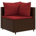 Set muebles de jardín 4 piezas y cojines ratán sintético marrón