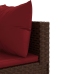 Set muebles de jardín 4 piezas y cojines ratán sintético marrón