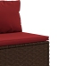 Set muebles de jardín 4 piezas y cojines ratán sintético marrón
