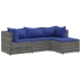 Set de muebles de jardín 4 pzas y cojines ratán sintético gris