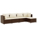 Set muebles de jardín 5 piezas y cojines ratán sintético marrón