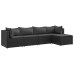 Set de muebles de jardín 5 pzas y cojines ratán sintético negro