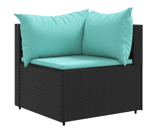 Set de muebles de jardín 5 pzas y cojines ratán sintético negro
