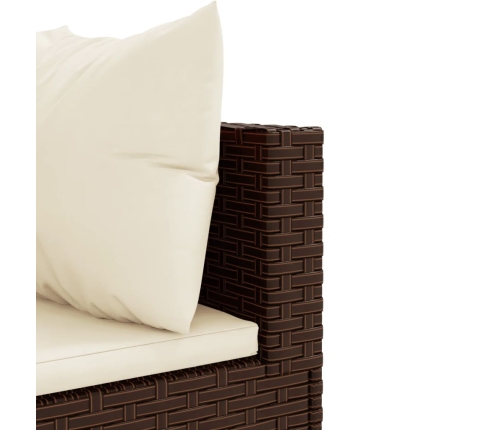 Set muebles de jardín 6 piezas y cojines ratán sintético marrón
