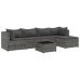 Set de muebles de jardín 6 pzas y cojines ratán sintético gris