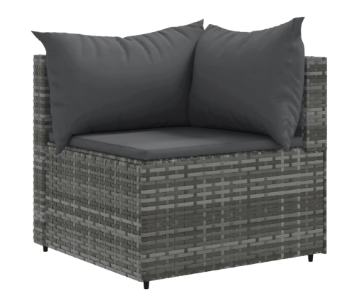 Set de muebles de jardín 6 pzas y cojines ratán sintético gris