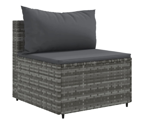 Set de muebles de jardín 6 pzas y cojines ratán sintético gris