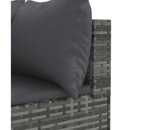 Set de muebles de jardín 6 pzas y cojines ratán sintético gris