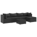 Set muebles de jardín 6 piezas y cojines ratán sintético negro