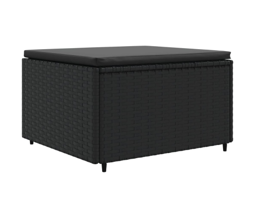 Set muebles de jardín 6 piezas y cojines ratán sintético negro