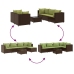 Set muebles de jardín 6 piezas y cojines ratán sintético marrón