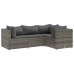 Set de muebles de jardín 4 pzas y cojines ratán sintético gris