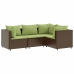 Set muebles de jardín 4 piezas y cojines ratán sintético marrón