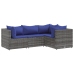 Set de muebles de jardín 4 pzas y cojines ratán sintético gris