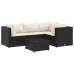 Set de muebles de jardín 5 pzas y cojines ratán sintético negro