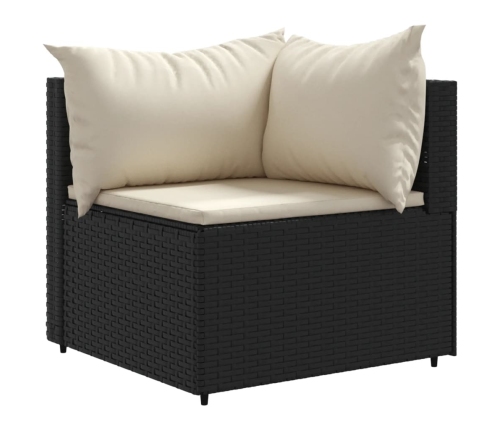 Set de muebles de jardín 5 pzas y cojines ratán sintético negro