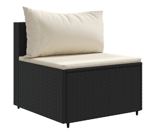 Set de muebles de jardín 5 pzas y cojines ratán sintético negro